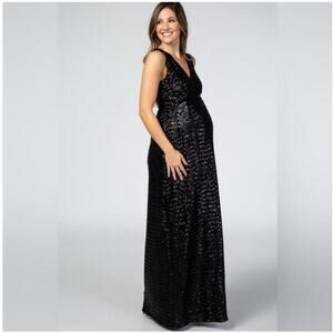 PinkBlush Black Sequin Long Maxi Maternity Dress Size XL